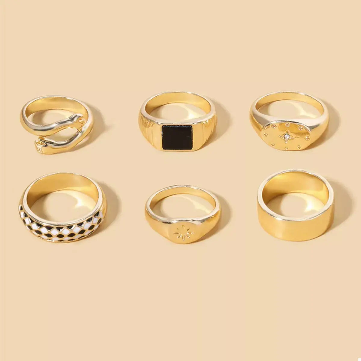 6 Piece 18K Gold-Plated Ring - Trendsi - Flyclothing LLC