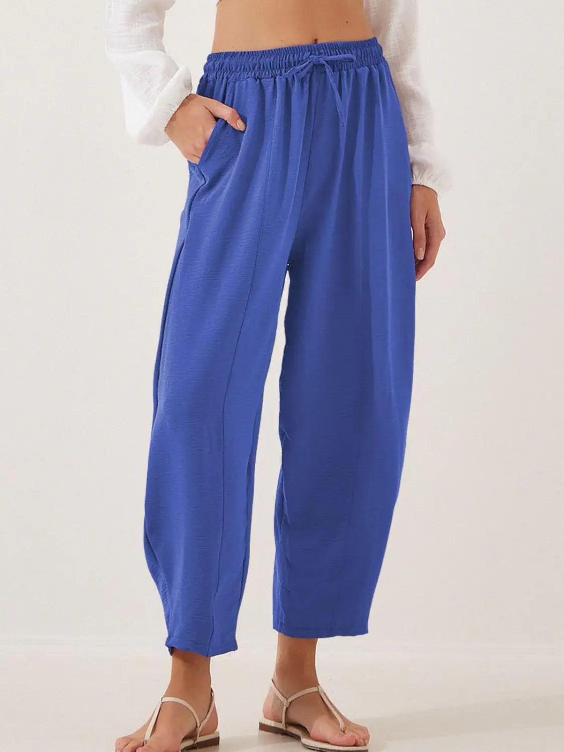 Full Size Drawstring Cropped Jogger Pants Plus Size - Trendsi - Flyclothing LLC