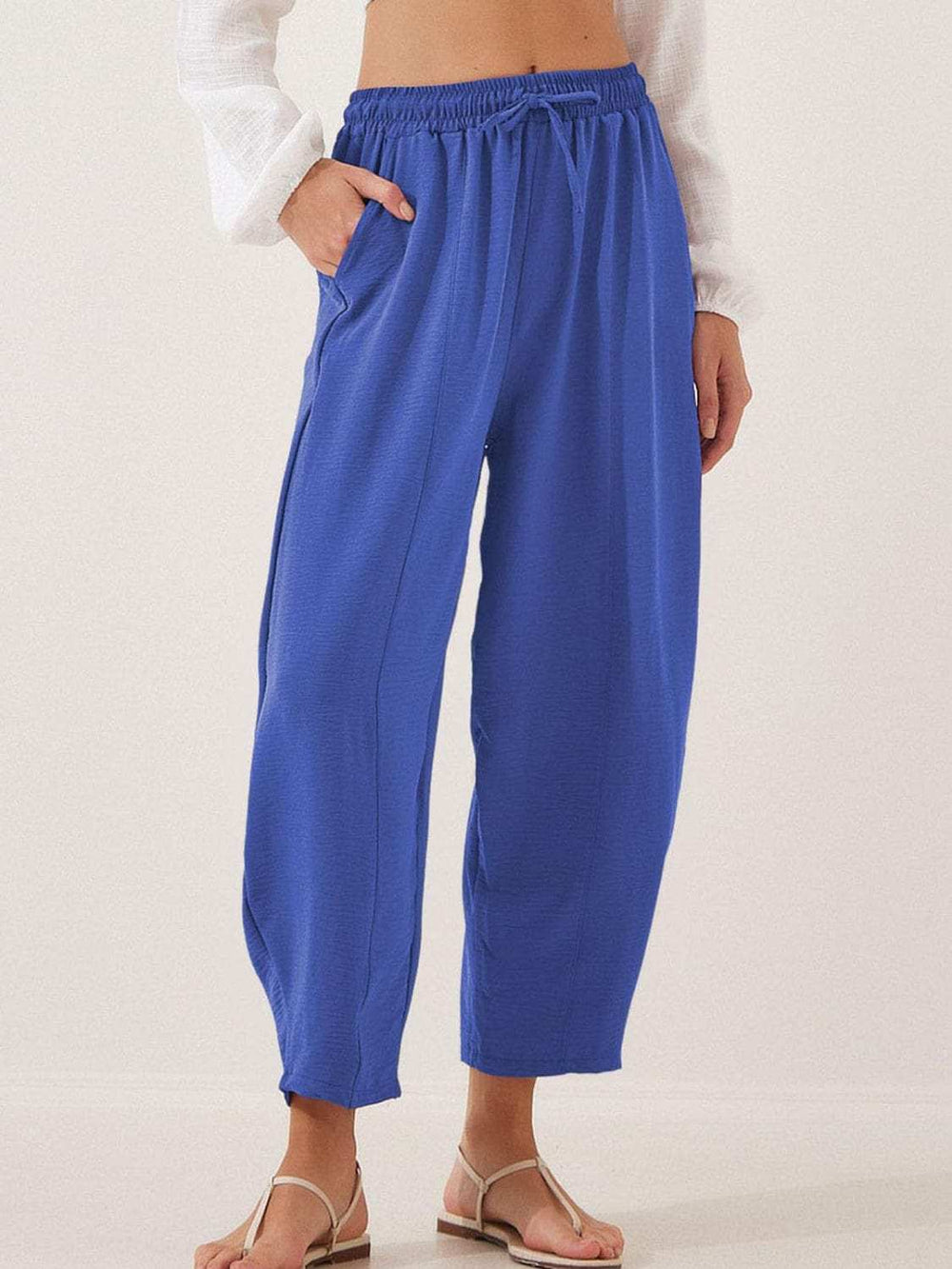 Full Size Drawstring Cropped Jogger Pants Plus Size - Trendsi - Flyclothing LLC