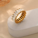 Titanium Steel Inlaid Zircon Ring - Trendsi - Flyclothing LLC