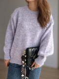 Round Neck Long Sleeve Sweater - Trendsi - Flyclothing LLC