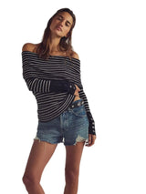 Striped Off-Shoulder Long Sleeve Knit Top - Trendsi - Flyclothing LLC