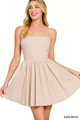 Zenana Combined Knit Tube Top Flare Mini Dress - Trendsi - Flyclothing LLC