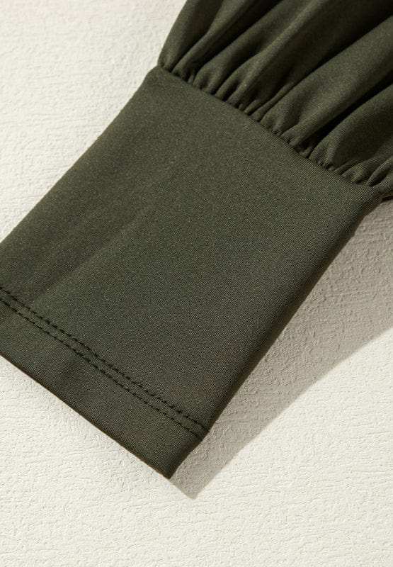 Ruched Surplice Long Sleeve Bodysuit - Trendsi - Flyclothing LLC