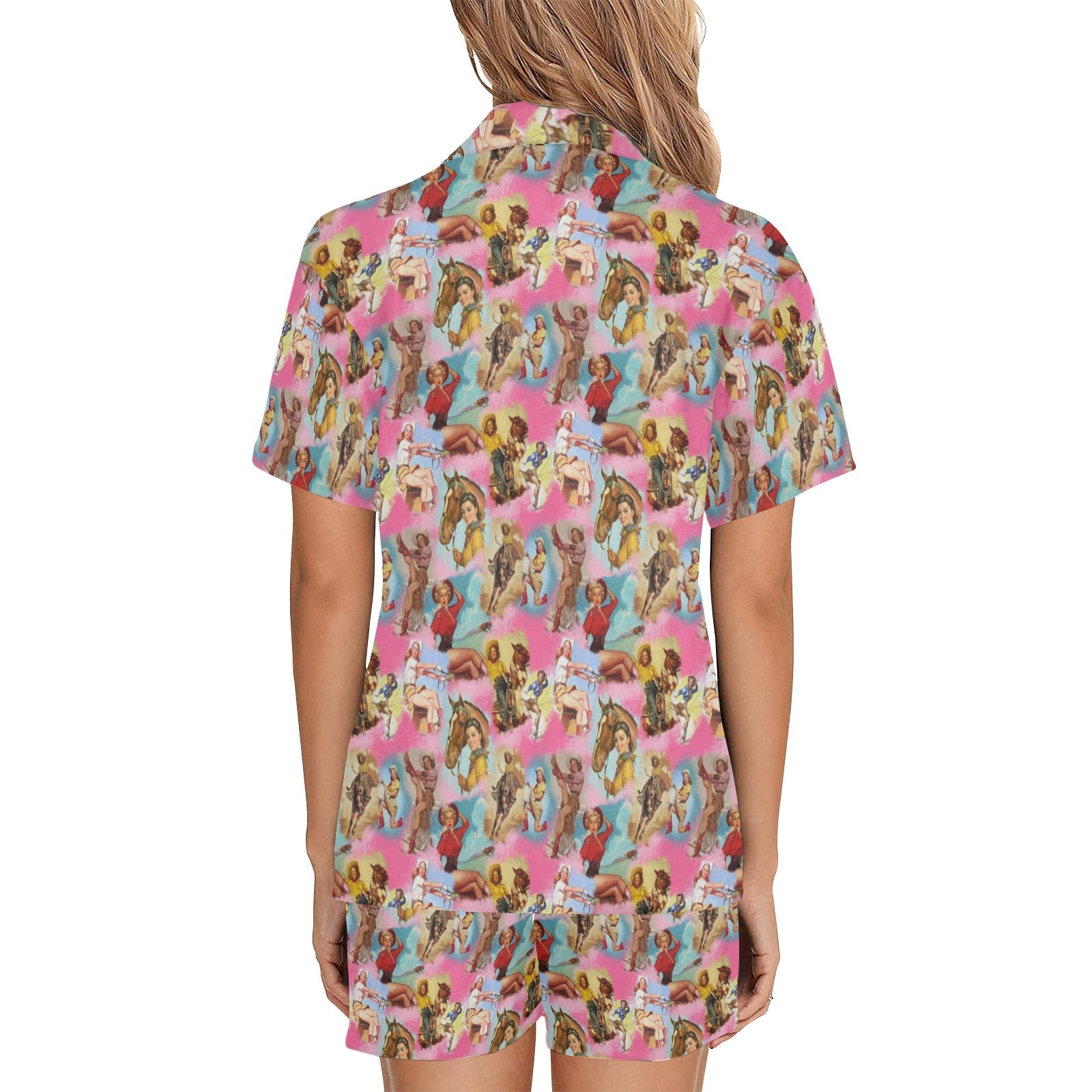 Baha Ranch Vintage Cowgirl Collage Women's Western Pajama Set