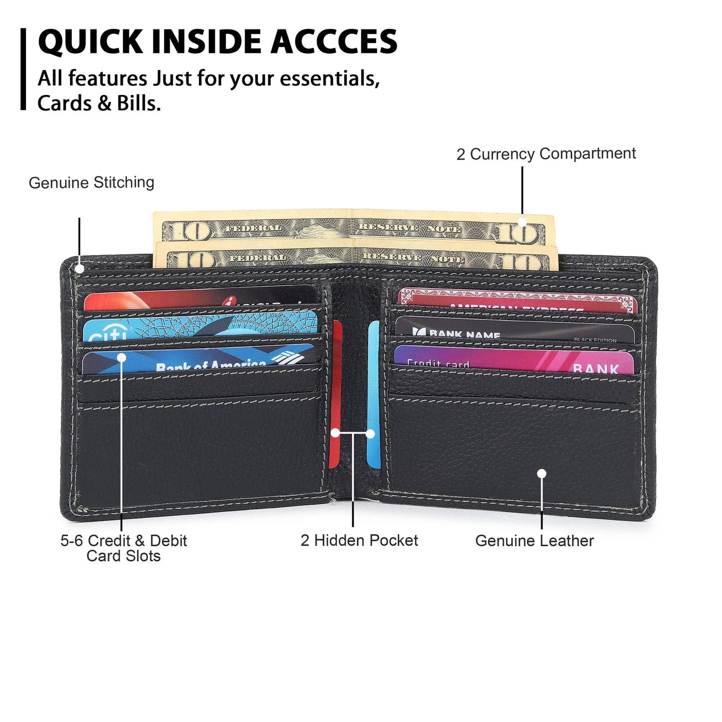 Black Textured Leather Mens Wallet - Classy Leather Bags - Flyclothing LLC