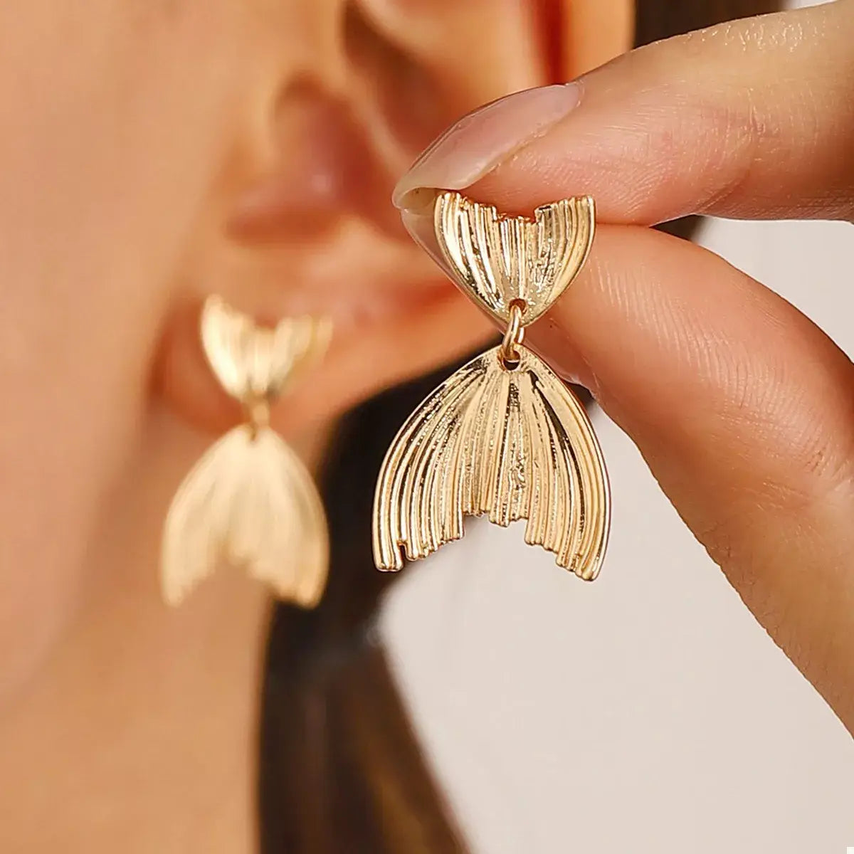18K Gold-Plated Textured Stud Earrings - Trendsi - Flyclothing LLC