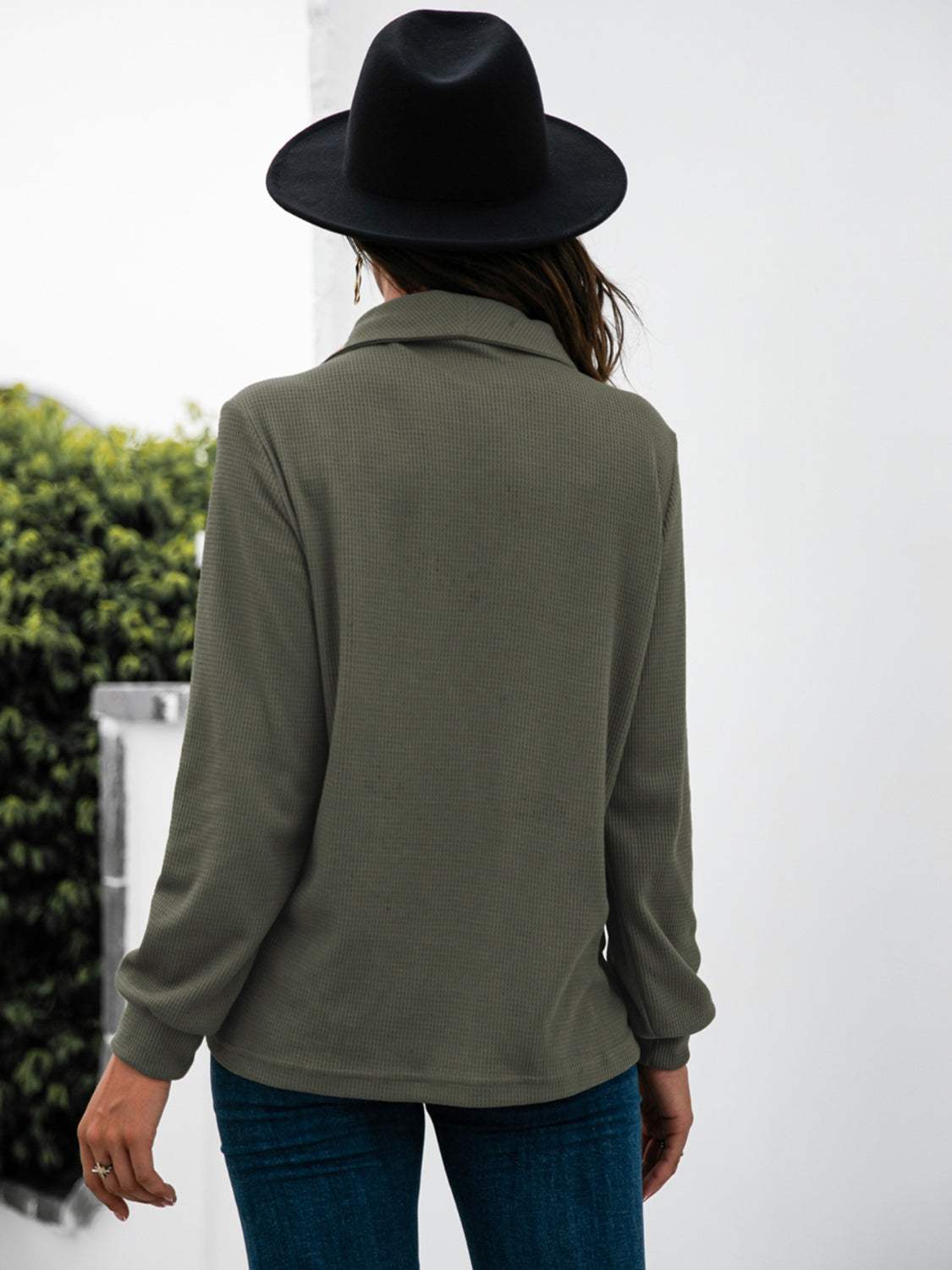 Half Button Long Sleeve T-Shirt - Trendsi - Flyclothing LLC