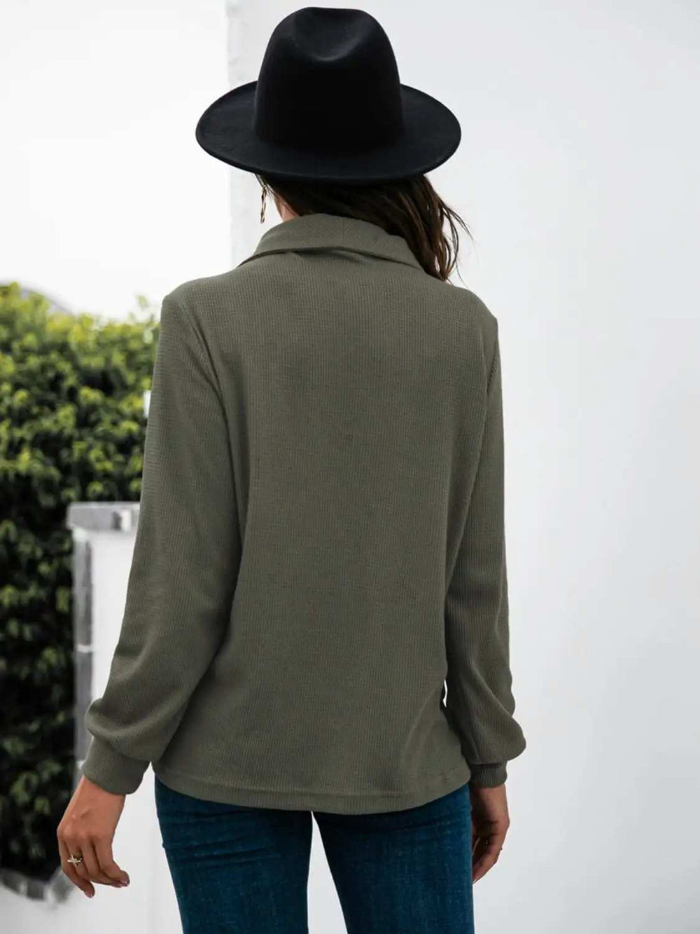 Half Button Long Sleeve T-Shirt - Trendsi - Flyclothing LLC