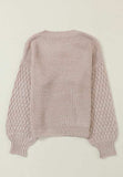 Cable-Knit Round Neck Dropped Shoulder Sweater - Trendsi - Flyclothing LLC