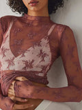 Lace Mock Neck Long Sleeve Blouse - Trendsi - Flyclothing LLC