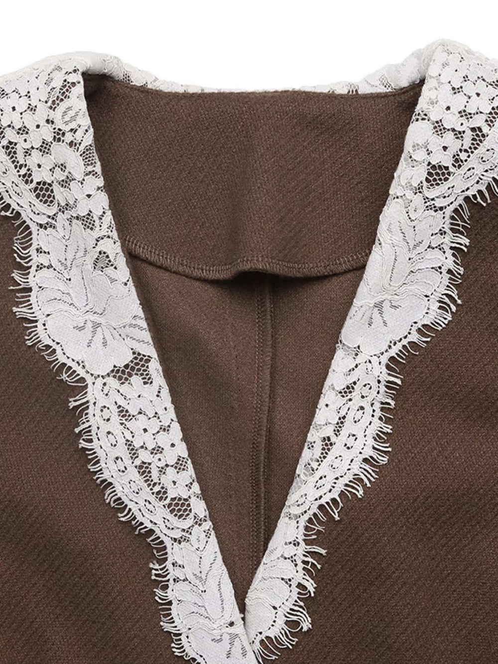Lace Detail Button Up Blazer - Trendsi - Flyclothing LLC