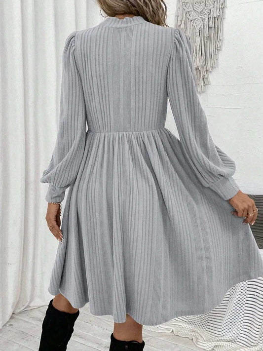 Textured Turtleneck Long Sleeve Dress - Trendsi - Flyclothing LLC