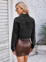 Raw Hem Denim Jacket with Pockets - Trendsi - Flyclothing LLC
