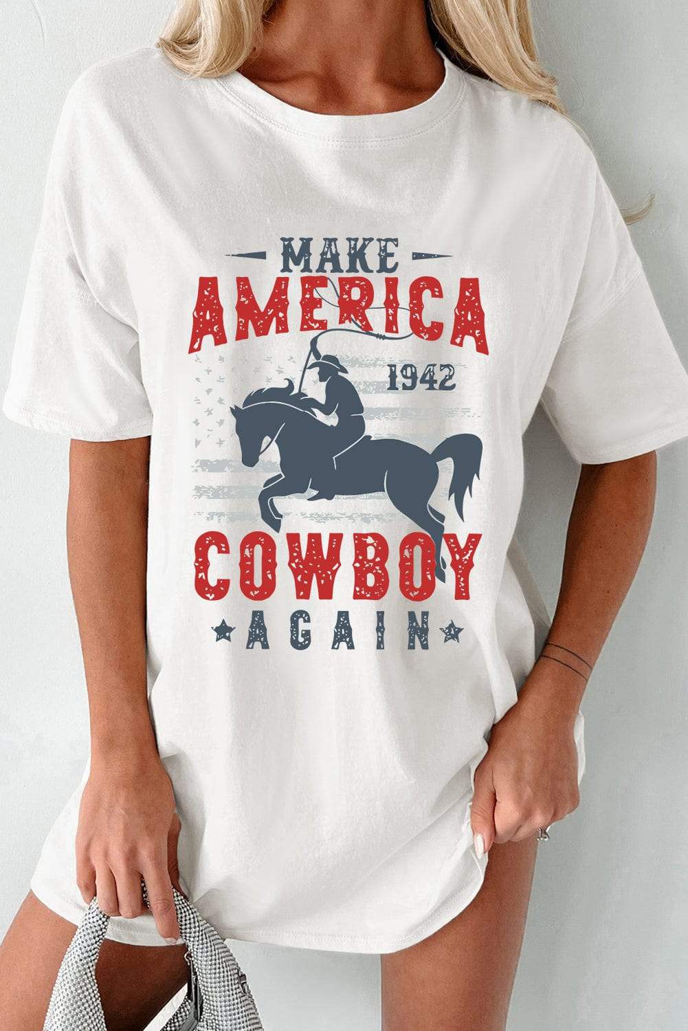 Cowboy Graphic Round Neck Half Sleeve T-Shirt - Trendsi - Flyclothing LLC