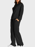 Round Neck Long Sleeve Top and Slit Pants Set - Trendsi - Flyclothing LLC