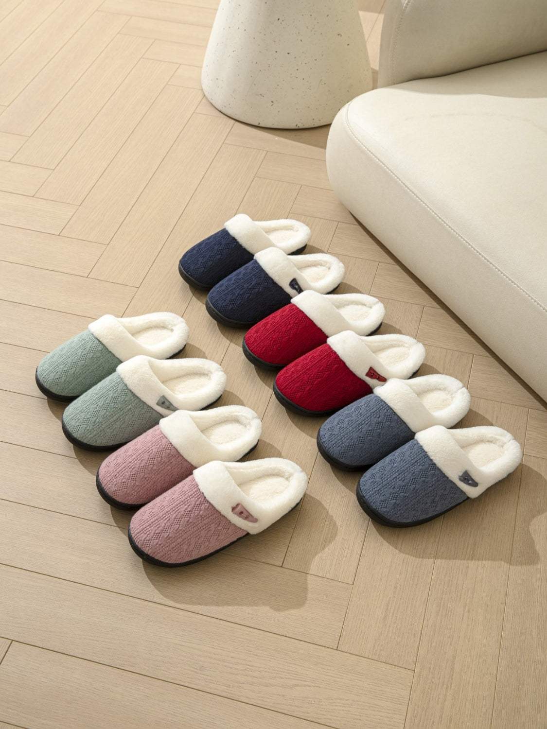 Horn Buckle Furry Texture Flat Slippers - Trendsi - Flyclothing LLC
