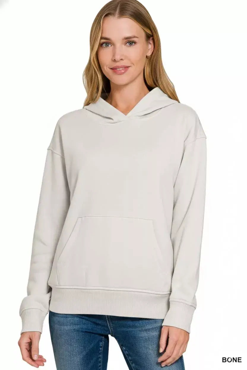 Zenana Fleece Kangaroo Pocket Hoodie - Trendsi - Flyclothing LLC