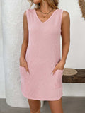 Texture Pocketed V-Neck Tank Dress - Trendsi - Flyclothing LLC