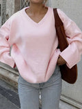 V-Neck Long Sleeve Sweater - Trendsi - Flyclothing LLC