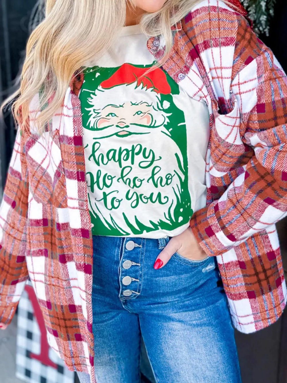 Plaid Button-Down Long Sleeve Shacket - Trendsi - Flyclothing LLC