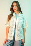 VERY J Plus Size Oversized Crochet Button Down Shirt Top - Trendsi