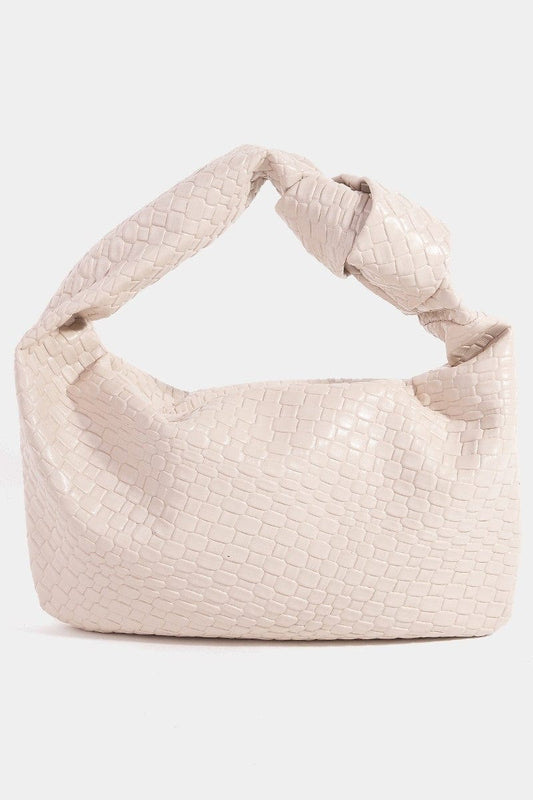 Fame Weave Pattern Knotted Handle Handbag - Trendsi