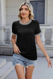 Contrast Trim Round Neck Short Sleeve T-Shirt - Trendsi