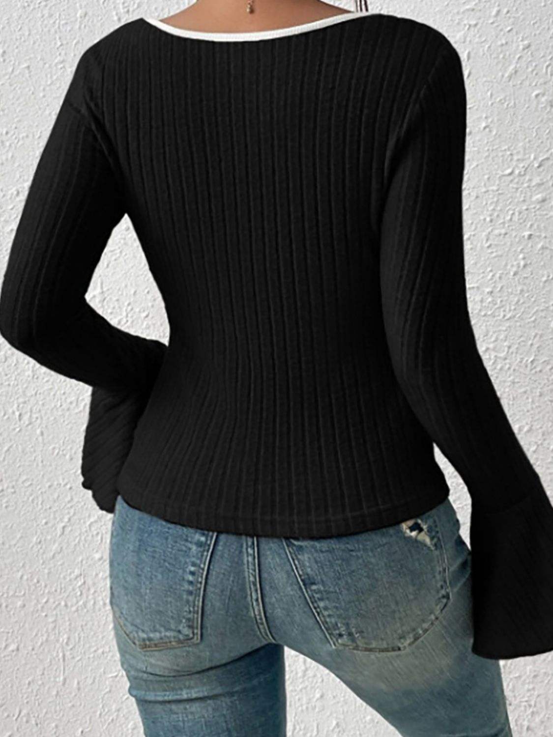 Scoop Neck Long Sleeve T-Shirt - Trendsi - Flyclothing LLC