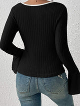 Scoop Neck Long Sleeve T-Shirt - Trendsi - Flyclothing LLC