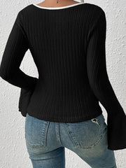 Scoop Neck Long Sleeve T-Shirt - Trendsi