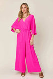 Double Take Full Size Surplice Wide Leg Jumpsuit with Pockets - Trendsi - Flyclothing LLC