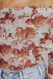 Floral Off-Shoulder Long Sleeve Bodysuit - Trendsi - Flyclothing LLC