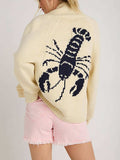 Lobster Button Up Long Sleeve Cardigan - Trendsi - Flyclothing LLC