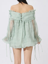 Ruffled Off-Shoulder Flounce Sleeve Blouse - Trendsi - Flyclothing LLC