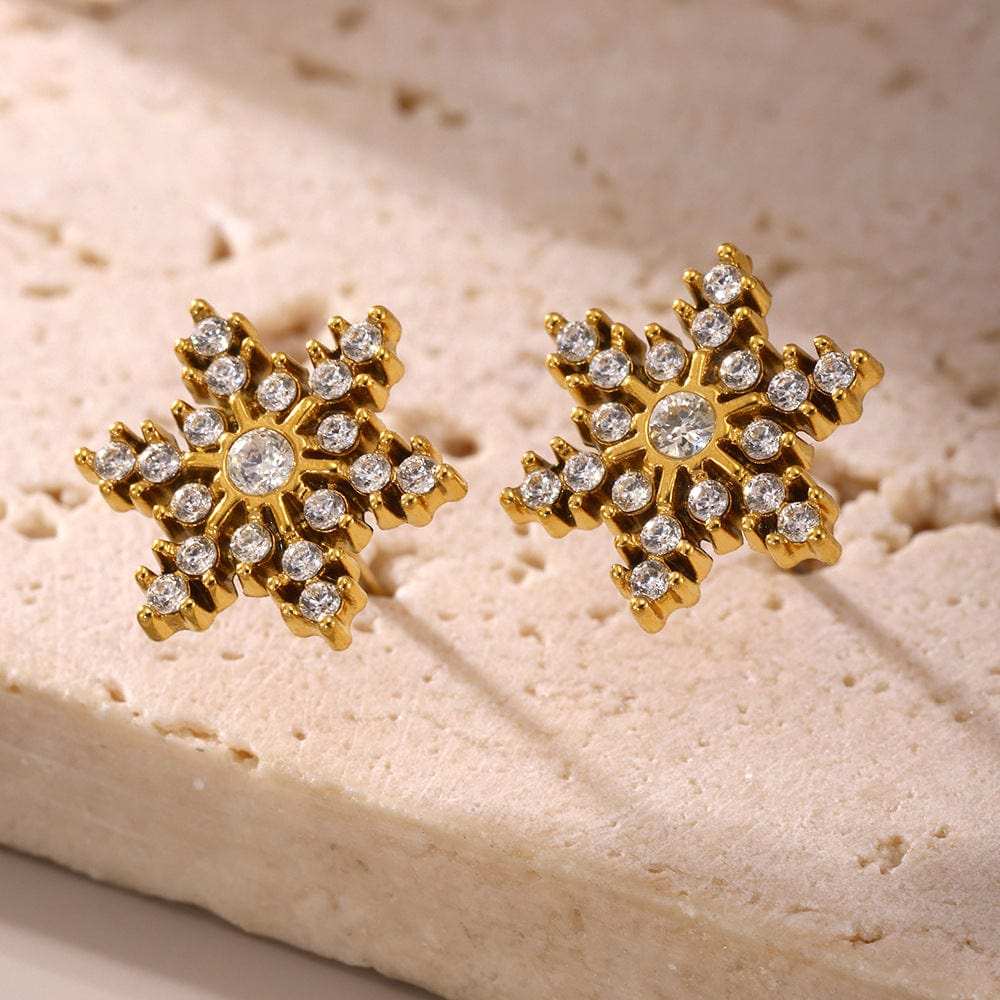 Stainless Steel Snowflake Stud Earrings - Trendsi - Flyclothing LLC