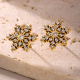 Stainless Steel Snowflake Stud Earrings - Trendsi - Flyclothing LLC