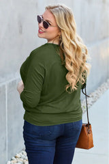 Basic Bae Full Size Round Neck Batwing Sleeve Top - ShopBasicbae - Flyclothing LLC