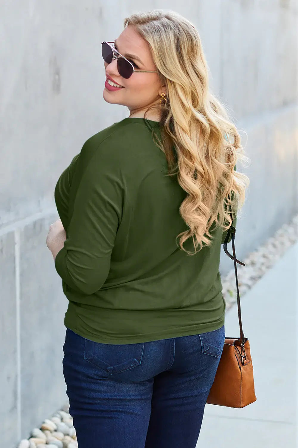 Basic Bae Full Size Round Neck Batwing Sleeve Top - ShopBasicbae - Flyclothing LLC