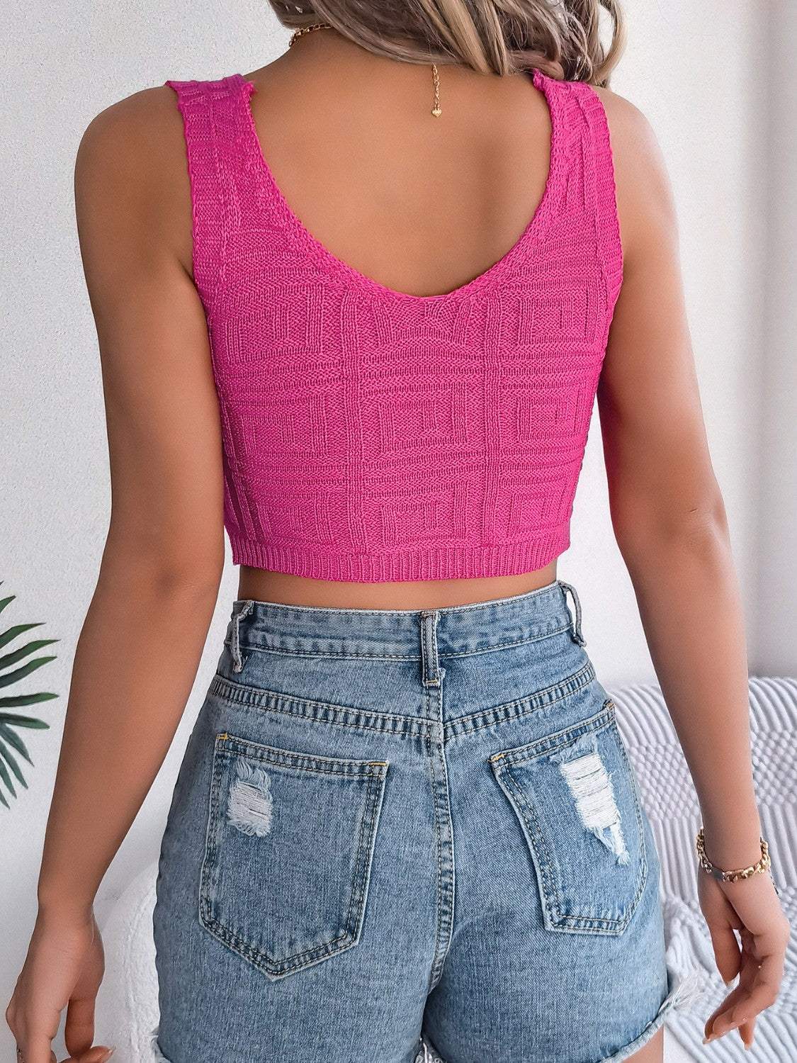 Twisted V-Neck Knit Vest - Trendsi - Flyclothing LLC