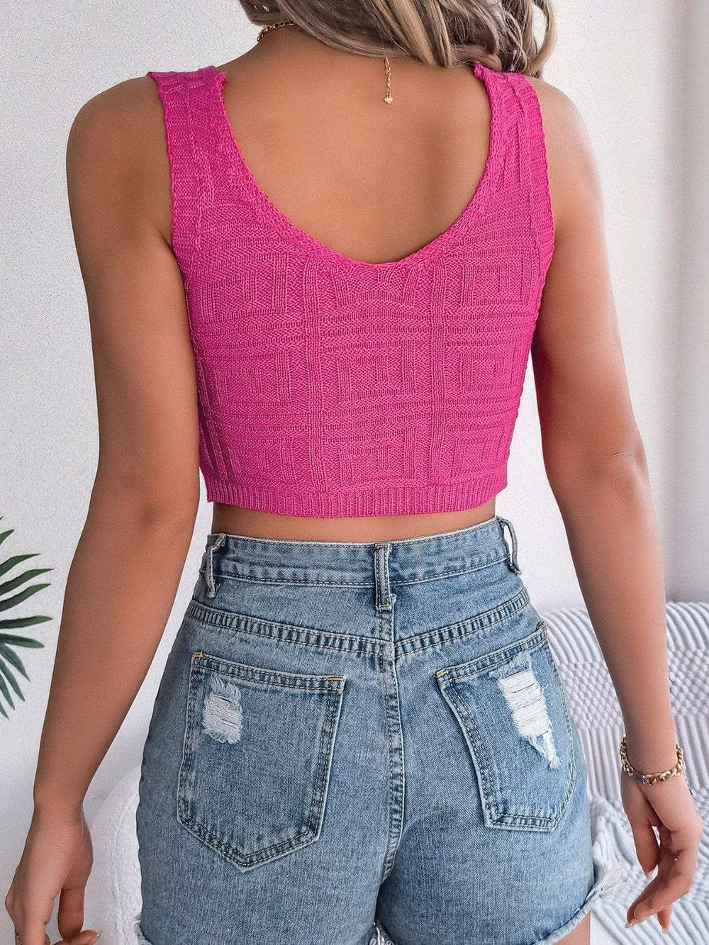 Twisted V-Neck Knit Vest - Trendsi - Flyclothing LLC