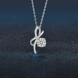 1 Carat Moissanite 925 Sterling Silver Bowknot Necklace - Trendsi - Flyclothing LLC