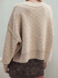 Heart-Patterned Round Neck Sweater - Trendsi - Flyclothing LLC