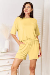 Basic Bae Bamboo Full Size Round Neck Drop Shoulder T-Shirt and Shorts Set - Trendsi - Flyclothing LLC