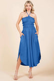 Culture Code Tie Back Shirring Dress with Pockets - Trendsi - Flyclothing LLC