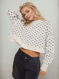 Heart-Patterned Round Neck Sweater - Trendsi - Flyclothing LLC