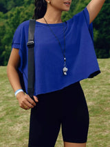 Cutout Back Short Sleeve T-Shirt - Trendsi - Flyclothing LLC