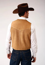 Mens Sand Suede Leather Vest - ROPER - Flyclothing LLC