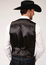 Mens Black Suede Leather Vest With Buckle Tie - ROPER - Flyclothing LLC