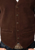Roper Mens Brown Suede Leather Vest With Buckle Tie - Roper